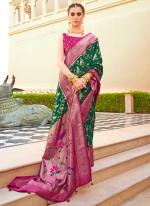 Pv Silk Green Festival Wear Printed Saree